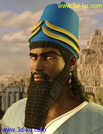 3D打印模型Assyrian Headdress for Genesis 8 Males的图片