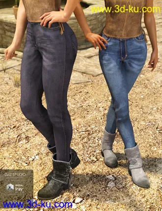 3D打印模型Bambino Range Boots and Jeans for Genesis 8 Female(s)的图片