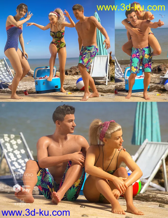 Beach Party Poses for Genesis 8模型的图片1