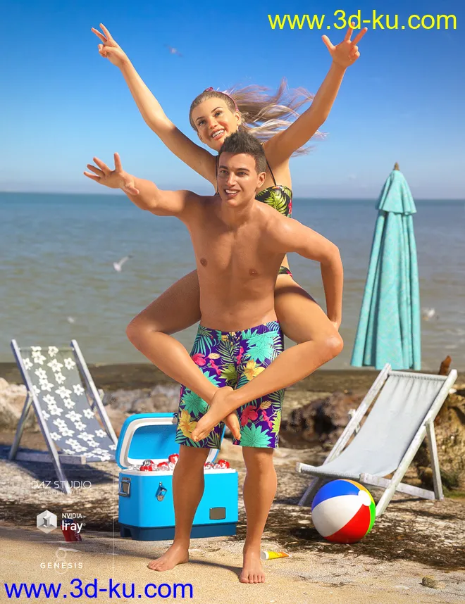 Beach Party Poses for Genesis 8模型的图片2