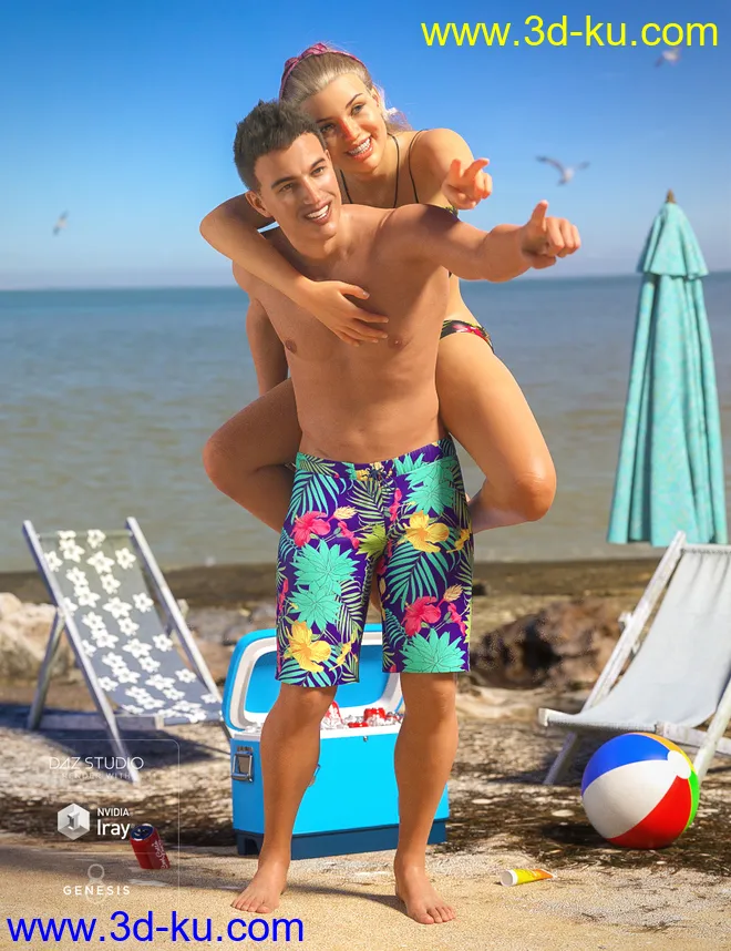 Beach Party Poses for Genesis 8模型的图片3