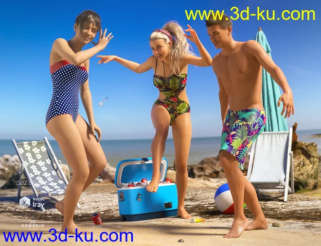 Beach Party Poses for Genesis 8模型的图片8