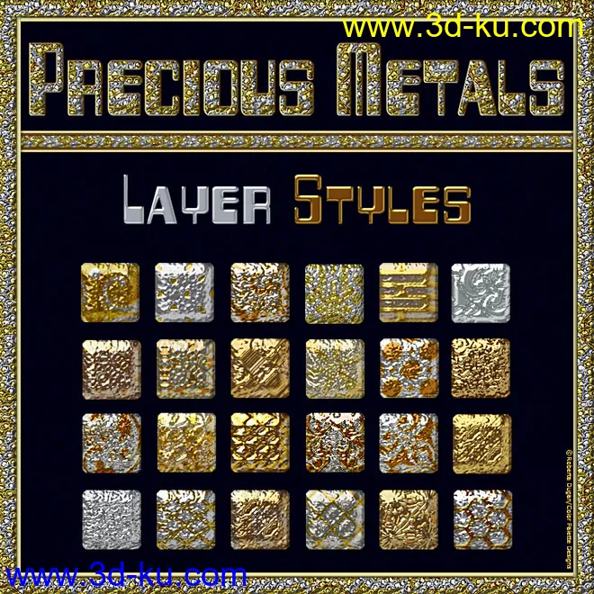 BLING! Precious Metals Layer Styles模型的图片1