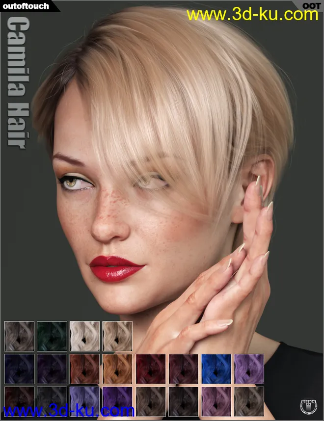 Camila Hair for Genesis 3 and 8 Female(s)模型的图片8