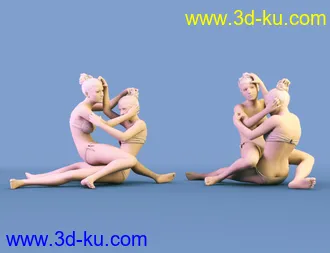 3D打印模型Cat Fight Poses for Genesis 8 Female的图片