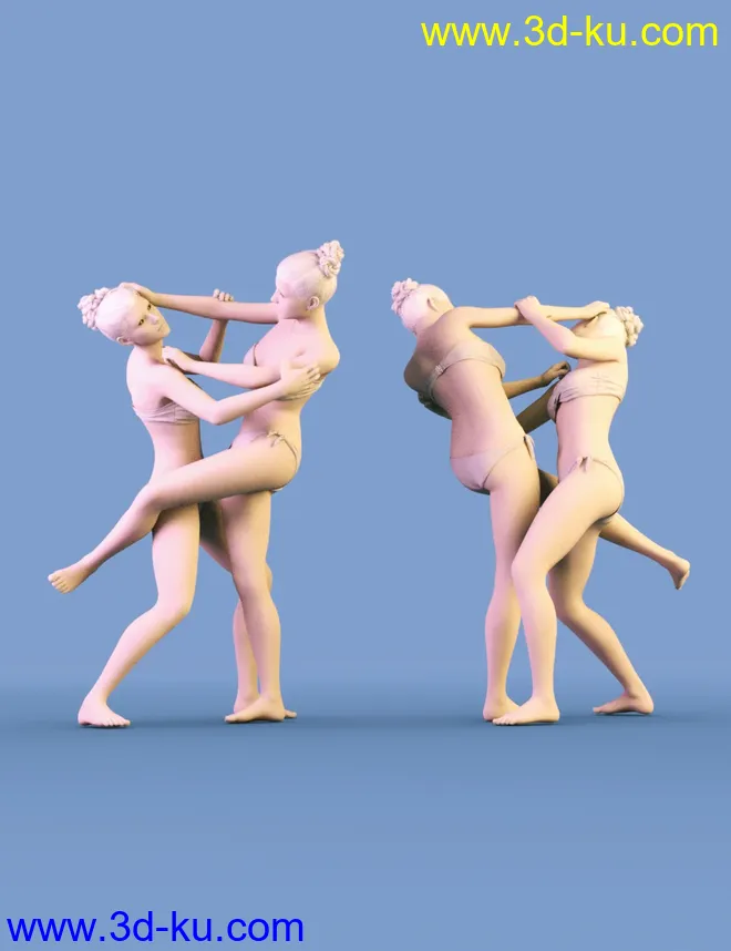 Cat Fight Poses for Genesis 8 Female模型的图片4