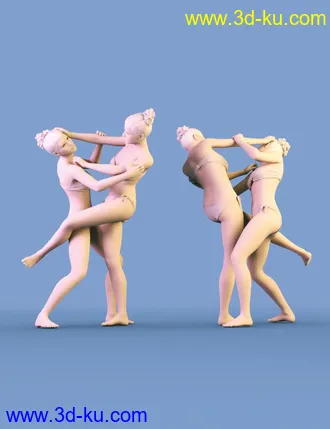 3D打印模型Cat Fight Poses for Genesis 8 Female的图片