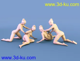 3D打印模型Cat Fight Poses for Genesis 8 Female的图片
