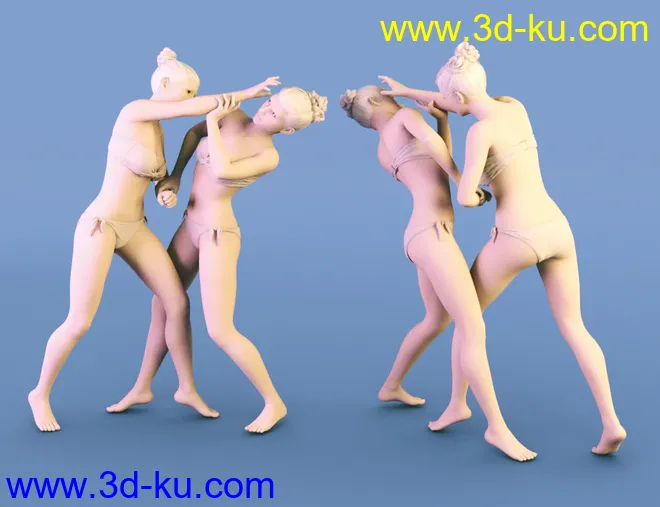 Cat Fight Poses for Genesis 8 Female模型的图片8