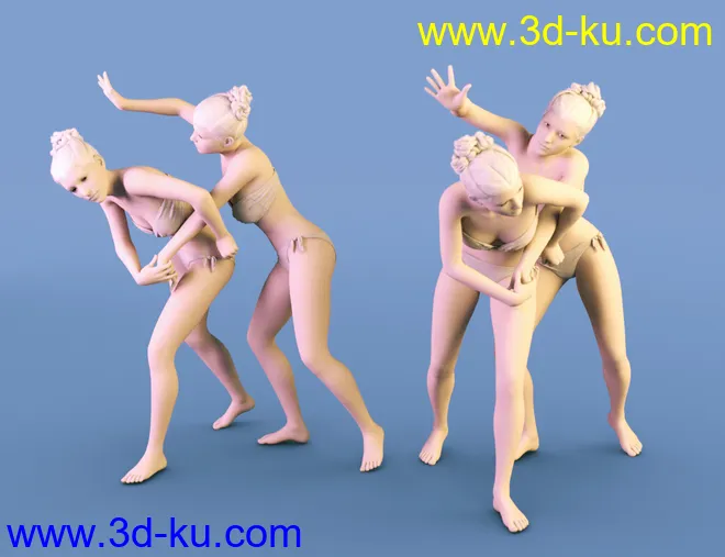 Cat Fight Poses for Genesis 8 Female模型的图片9