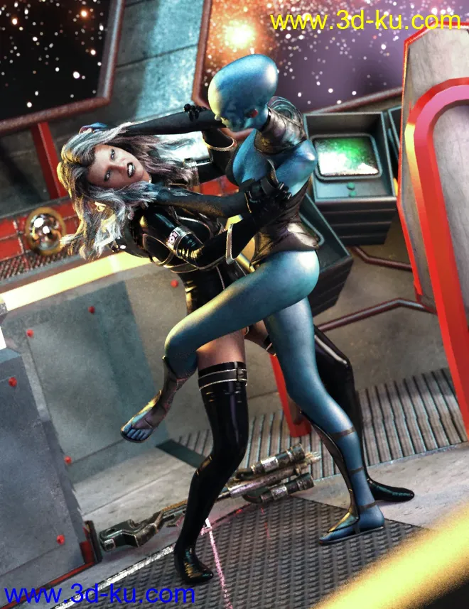 Cat Fight Poses for Genesis 8 Female模型的图片10
