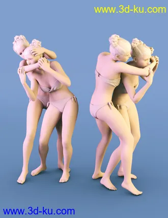 3D打印模型Cat Fight Poses for Genesis 8 Female的图片