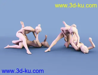 3D打印模型Cat Fight Poses for Genesis 8 Female的图片