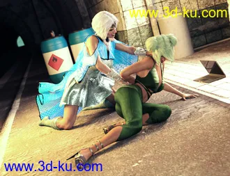 3D打印模型Cat Fight Poses for Genesis 8 Female的图片