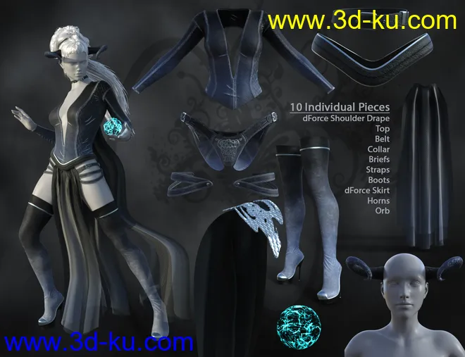 CB dForce Dark Essence Outfit for Genesis 8 Female(s)模型的图片7