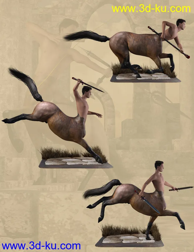 Centaur Action Poses for Genesis 8 Male Centaur模型的图片3