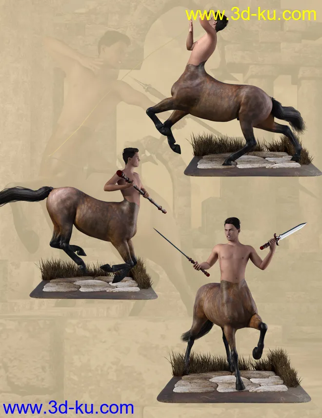 Centaur Action Poses for Genesis 8 Male Centaur模型的图片7
