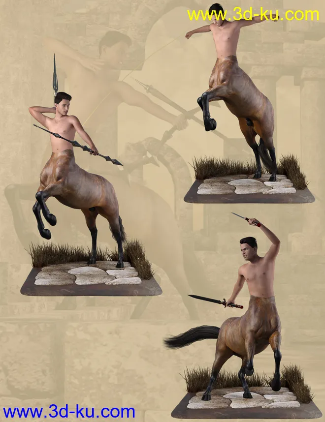 Centaur Action Poses for Genesis 8 Male Centaur模型的图片8
