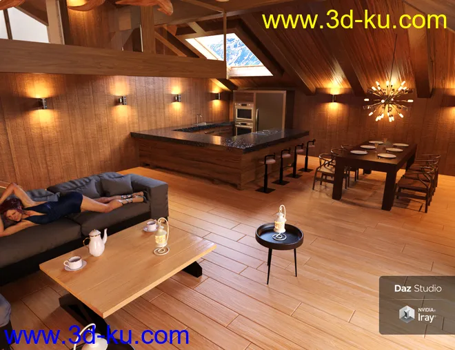 Chalet Living Room模型的图片3
