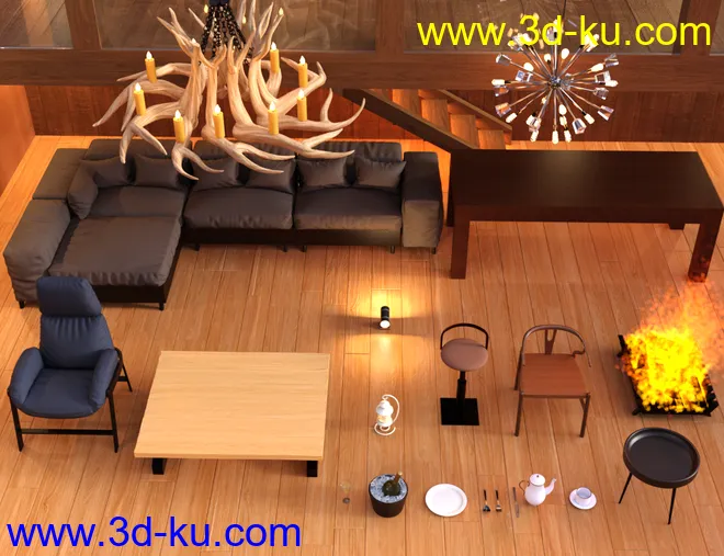 Chalet Living Room模型的图片5