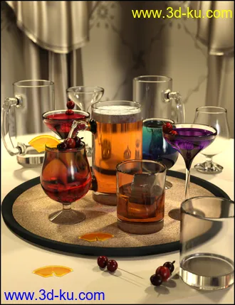 3D打印模型Cheers Drink Tray and Drinks的图片