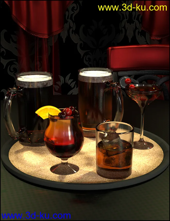 Cheers Drink Tray and Drinks模型的图片2