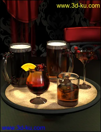 3D打印模型Cheers Drink Tray and Drinks的图片
