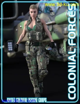 3D打印模型Colonial Forces Add-on for Tactical Assault Outfit for Genesis 8 Female(s)的图片
