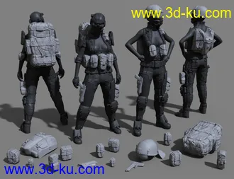 3D打印模型Colonial Forces Add-on for Tactical Assault Outfit for Genesis 8 Female(s)的图片