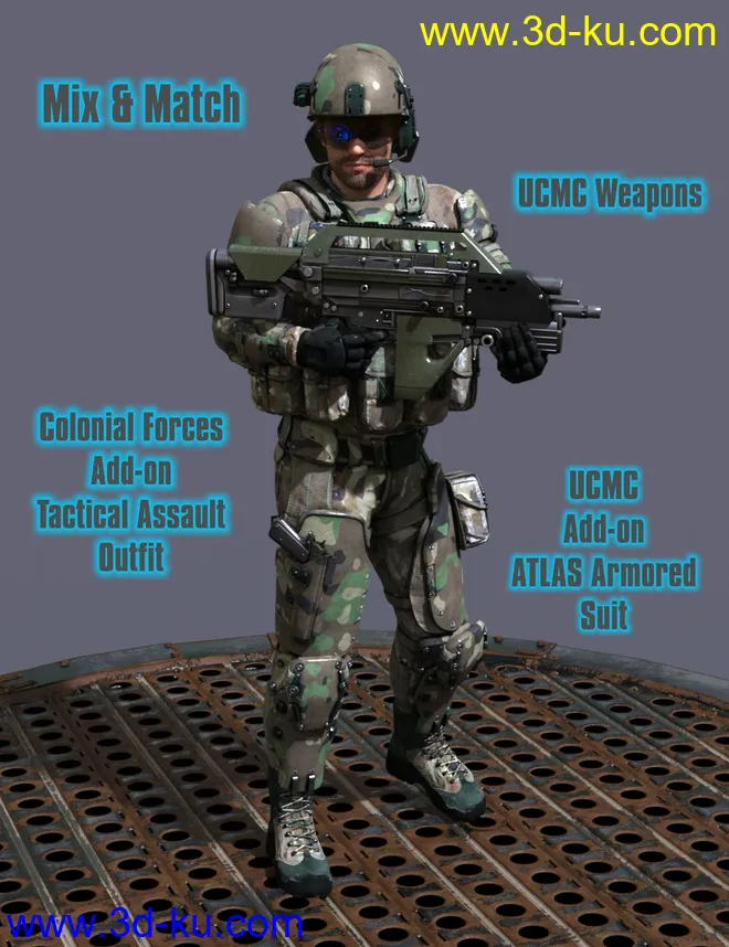 Colonial Forces Add-on for Tactical Assault Outfit for Genesis 8 Male(s)模型的图片8