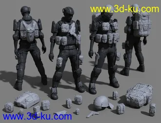 3D打印模型Colonial Forces Add-on for Tactical Assault Outfit for Genesis 8 Male(s)的图片