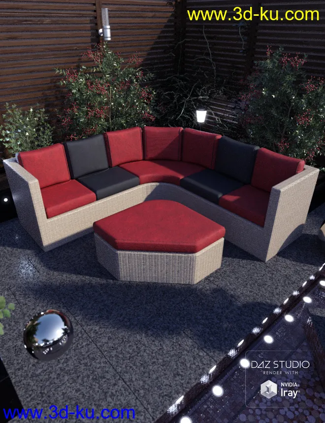 Contemporary Garden Furniture Set 01模型的图片2