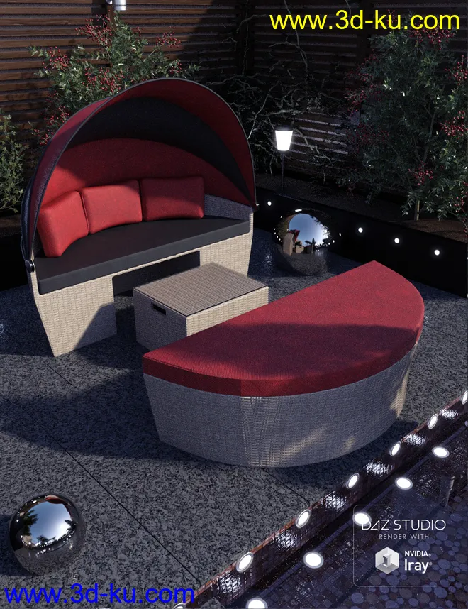 Contemporary Garden Furniture Set 01模型的图片3