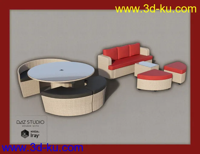 Contemporary Garden Furniture Set 01模型的图片6