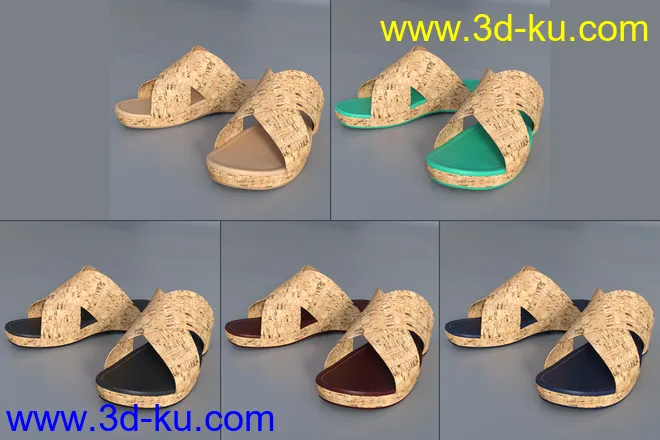 Cork Sandals for Genesis 8 Female(s)模型的图片6
