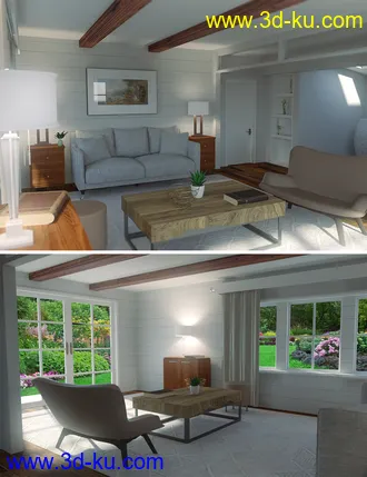 3D打印模型Cottage Living Room的图片