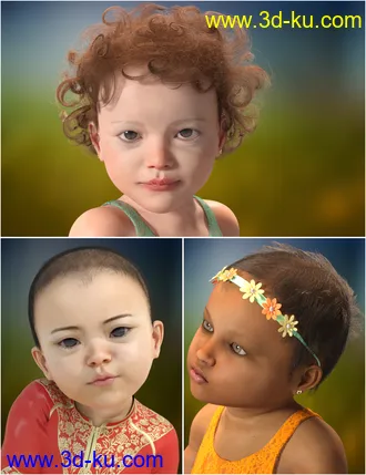 3D打印模型Cute Baby Hairs for Genesis 8 Female(s)的图片