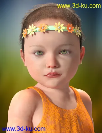 3D打印模型Cute Baby Hairs for Genesis 8 Female(s)的图片