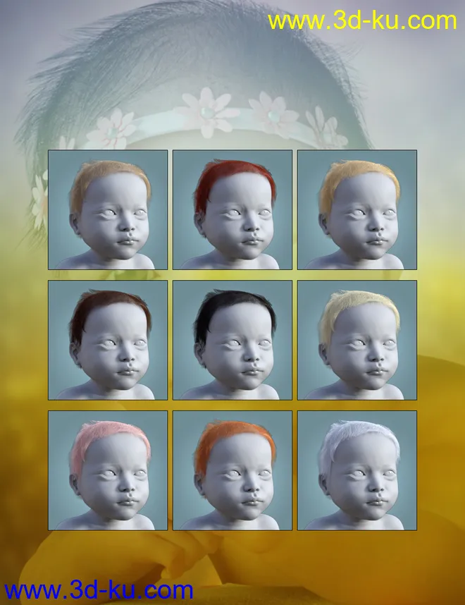 Cute Baby Hairs for Genesis 8 Female(s)模型的图片5