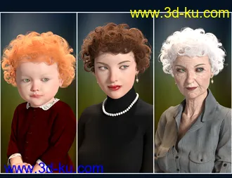 3D打印模型Cute Baby Hairs for Genesis 8 Female(s)的图片
