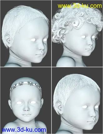 3D打印模型Cute Baby Hairs for Genesis 8 Female(s)的图片