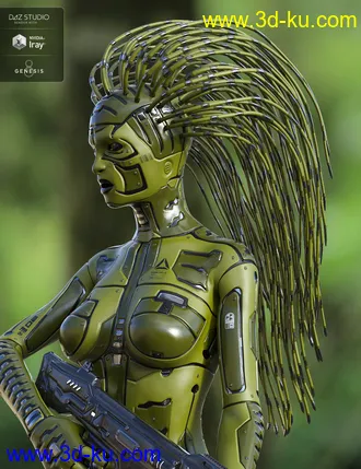 3D打印模型Cyber Hair for Genesis 8 Female(s)的图片