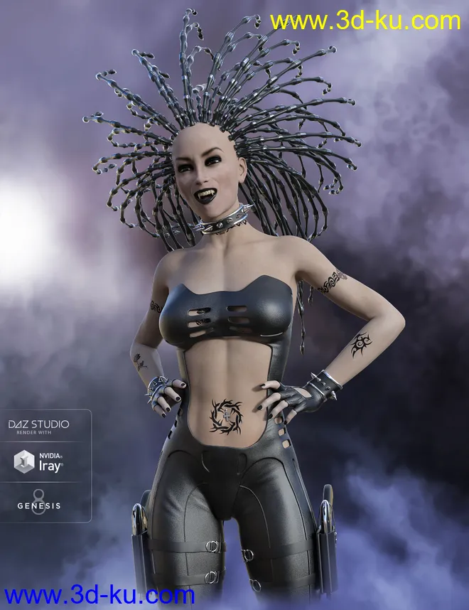 Cyber Hair for Genesis 8 Female(s)模型的图片2