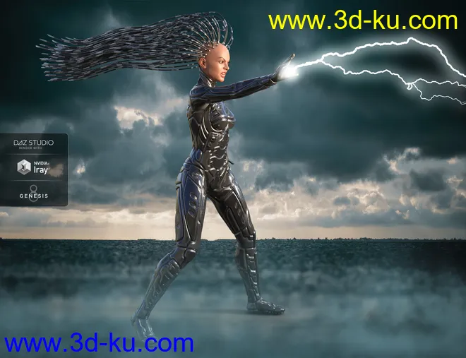Cyber Hair for Genesis 8 Female(s)模型的图片3