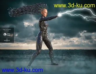 3D打印模型Cyber Hair for Genesis 8 Female(s)的图片