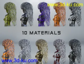 3D打印模型Cyber Hair for Genesis 8 Female(s)的图片
