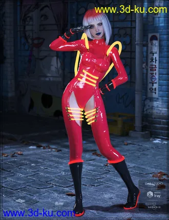 3D打印模型Cyber Neon Catsuit for Genesis 8 Female(s)的图片