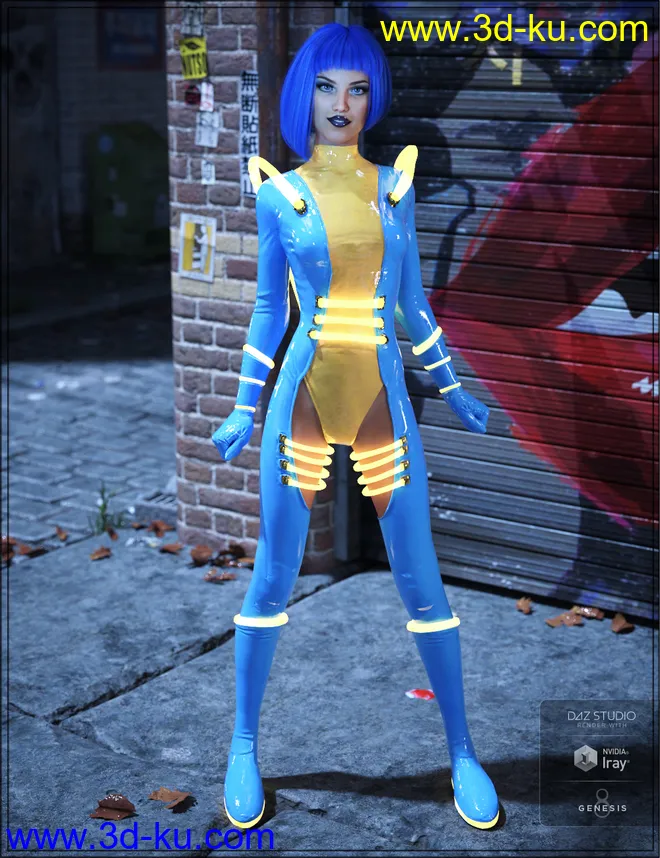 Cyber Neon Catsuit for Genesis 8 Female(s)模型的图片3