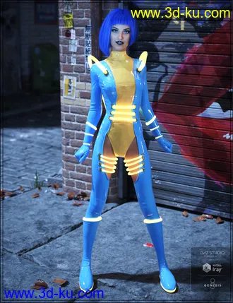 3D打印模型Cyber Neon Catsuit for Genesis 8 Female(s)的图片