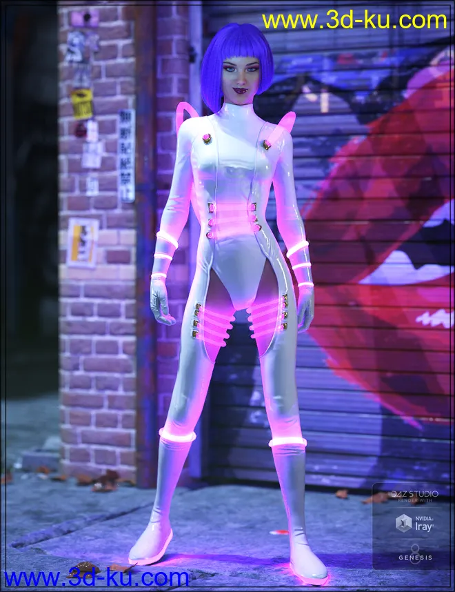 Cyber Neon Catsuit for Genesis 8 Female(s)模型的图片4